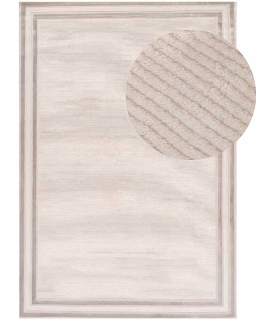 THE RUGS Carmel Bordered Area Rug in Grey and Ivory, W: 200 cm, D: 290 cm – 2