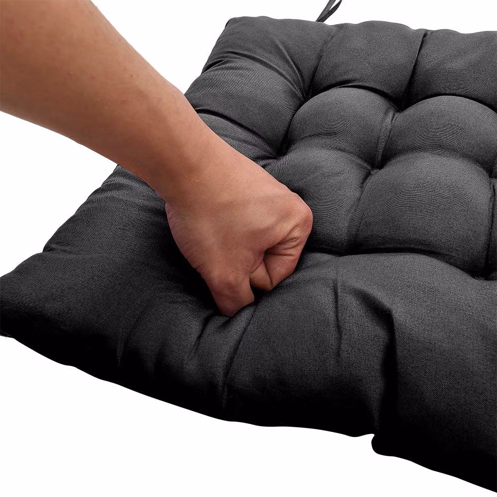 Garden Sanctuary 4-Piece Soft Thicken Tatami Seat Cushion Set in Black Polyester – 4