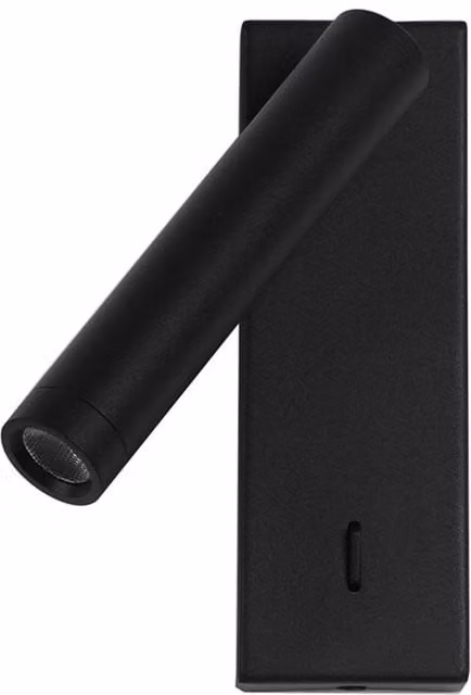 Netlighting Cali Black Metal LED Reading Wall Light with 3000K Warm White Bulb Included