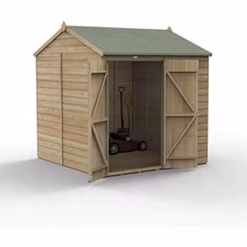 Forest Garden Brown Wooden Reverse Apex Shed with Double Doors and Floor – 1