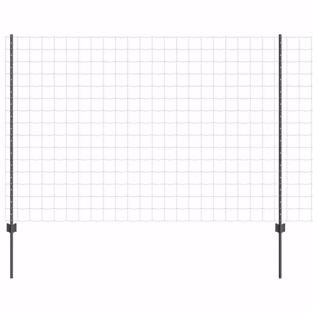 Berkfield Home Full Euro Fence with 10 U Posts, Grey Steel, W: 10 m, H: 1.6 m – 2