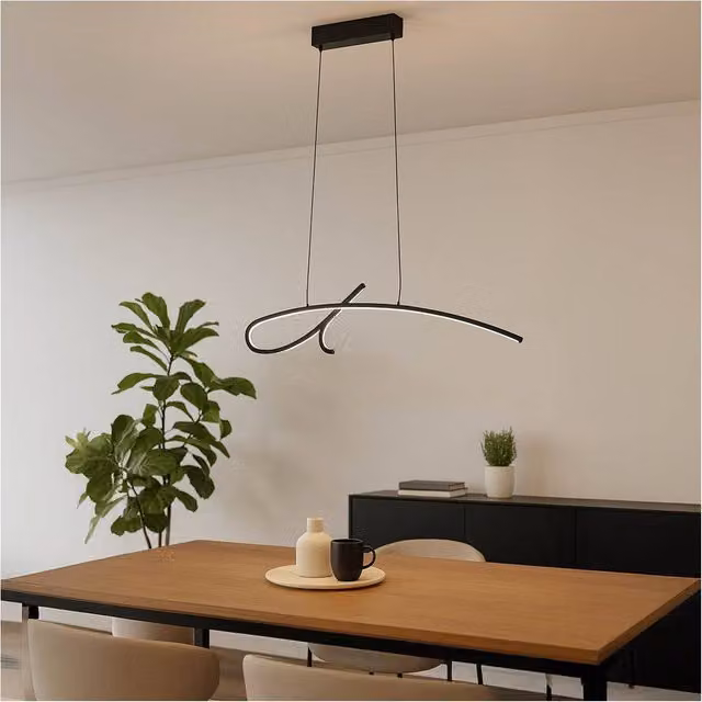 Loops Modern Black LED Pendant Light with Included Bulb – 1