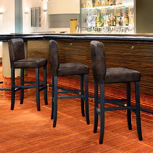 tectake Set of 2 Dover Bar Stools in Antique Brown with Synthetic Leather and Wood Legs – 2