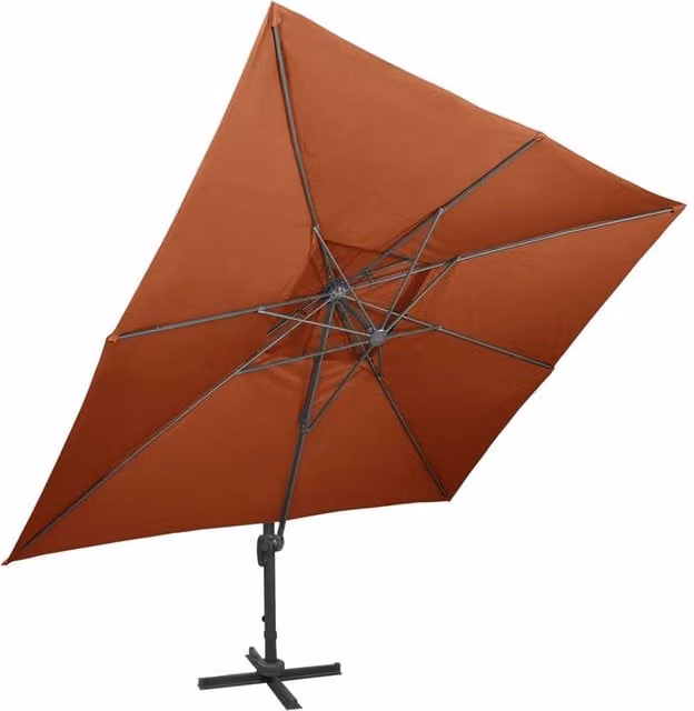 Berkfield Home Cantilever Garden Parasol with Double Top in Terracotta, W: 400 cm, D: 300 cm, H: 274 cm