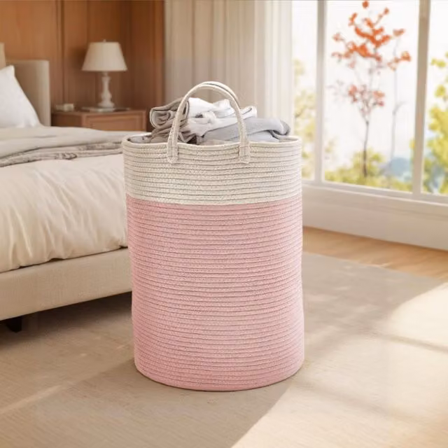 Kidkid Kids Storage Basket with Pom Poms in Pink, 50 cm