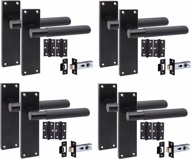 Golden Grace Matt Black Door Handle Set of 4