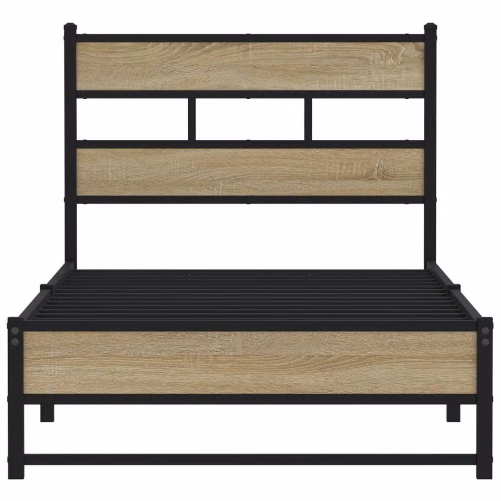 Berkfield Home Metal Bed Frame in Sonoma Oak Brown, W/D/H: 75 x 190 cm Small Single – 4