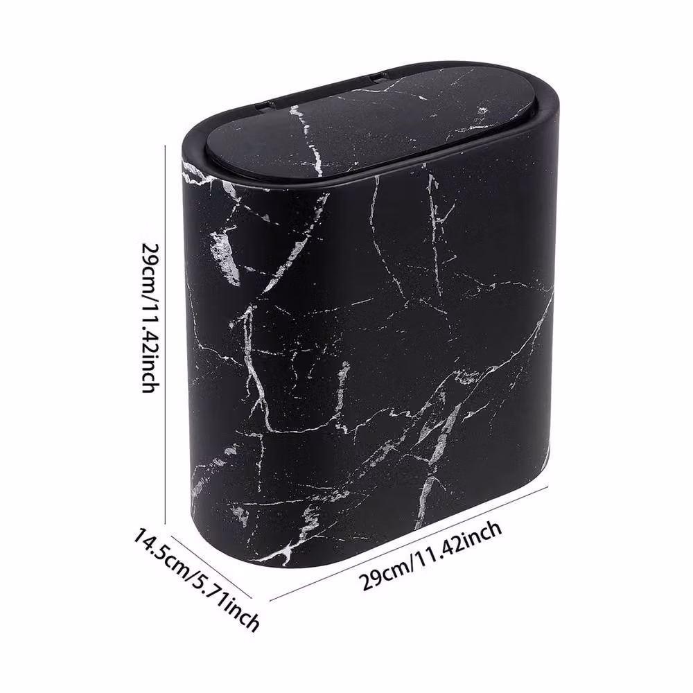 KORVIXA Black Narrow Waste Bin with Removable Inner Bucket and Flip Lid, 12L – 2
