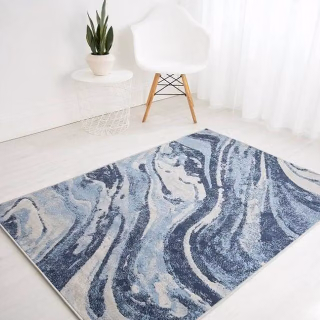 DS Living Marbello Blue Abstract Rectangular Rug, W: 80 cm x L: 150 cm – 1