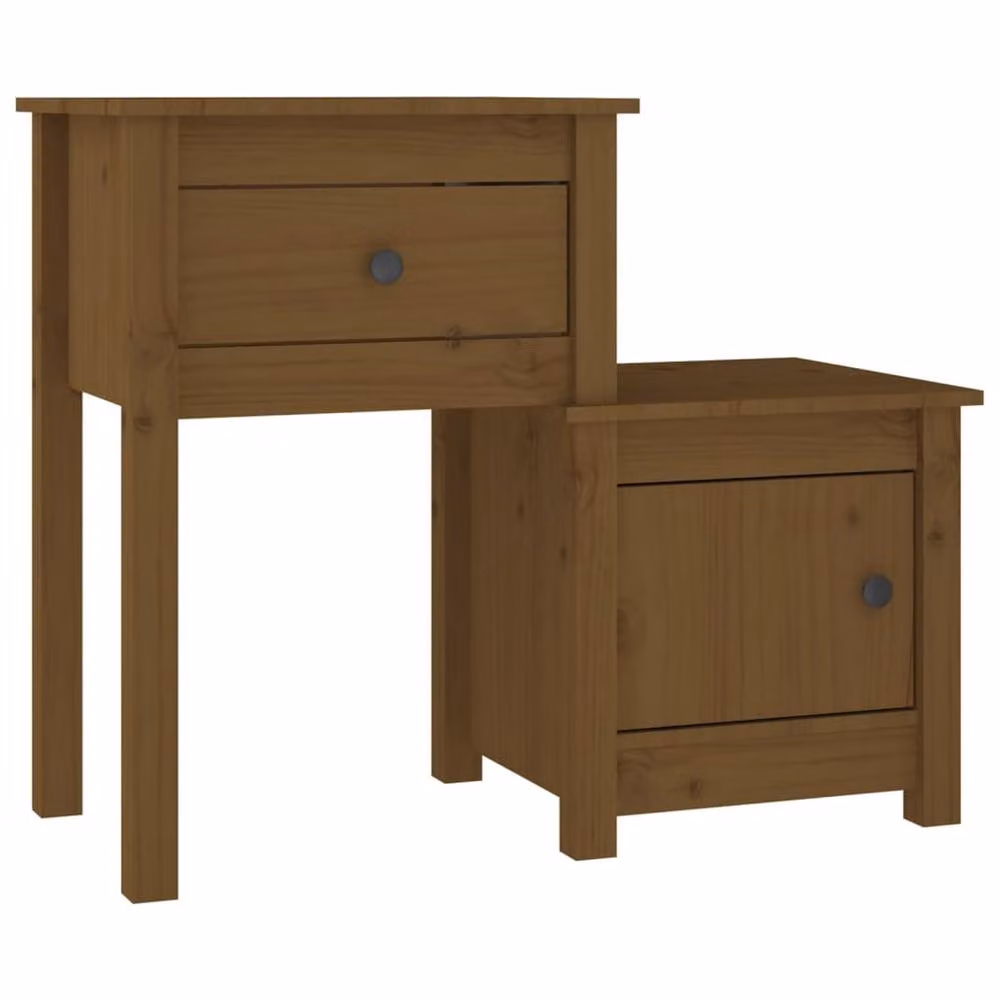Berkfield Home Set of 2 Rustic Solid Wood Pine Bedside Cabinets in Honey Brown, W/D/H: 79.5 x 38 x 65.5 cm – 3