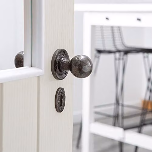 Hammer and Tongs Round Rim and Mortice Door Knob in Grey Iron, Pack of 2 – 4