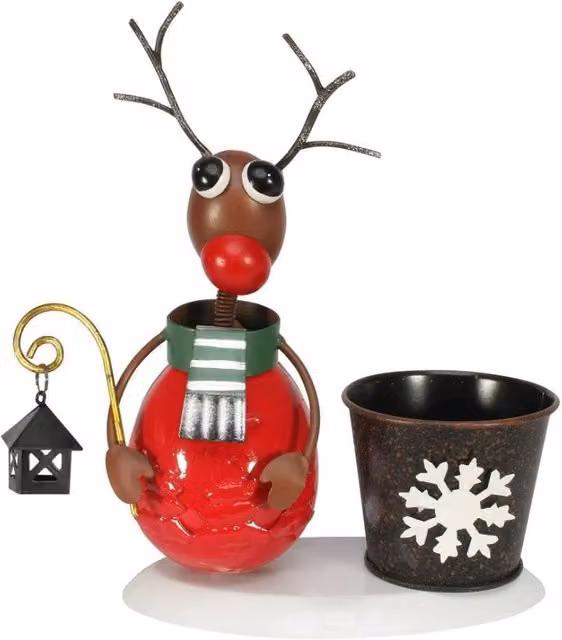 KDMD Red Zinc Reindeer Novelty Christmas Tabletop Pot, Height: 7 cm