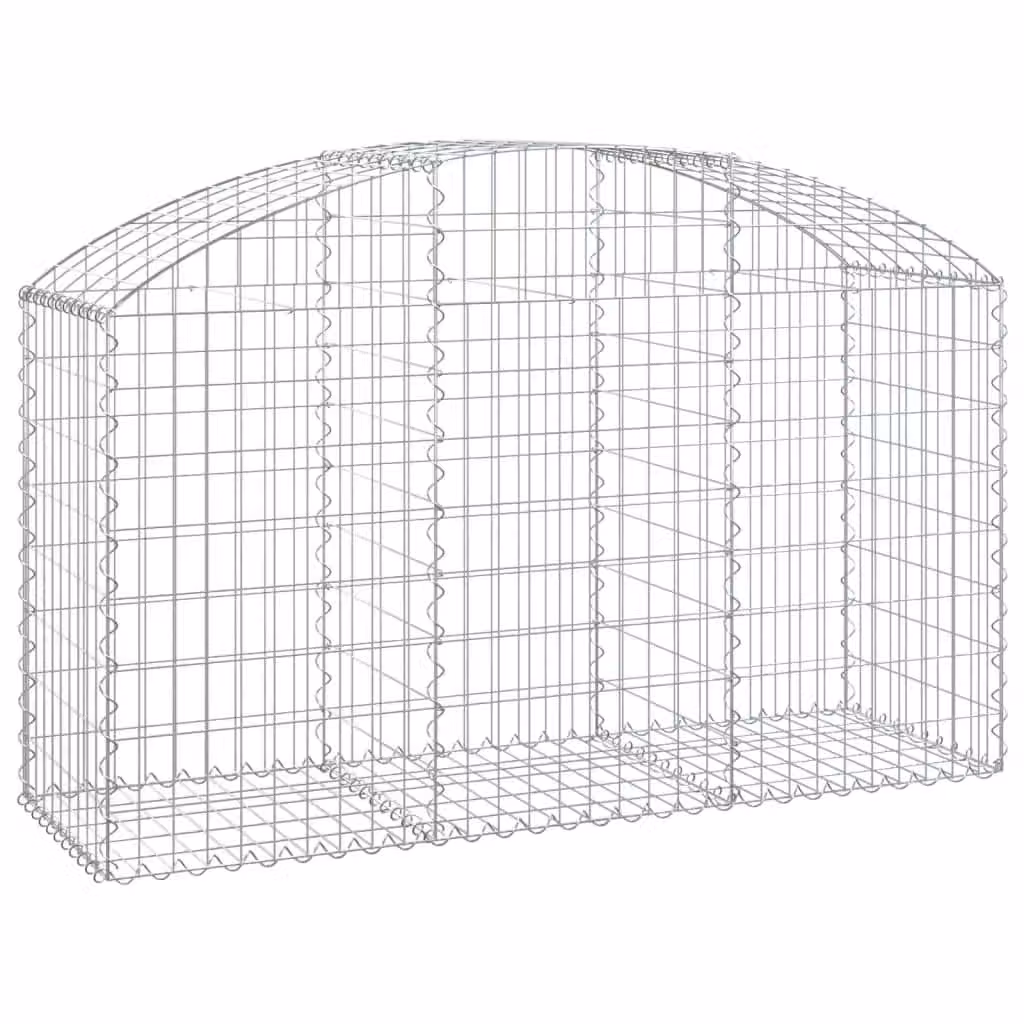 Berkfield Home Arched Gabion Basket in Silver Galvanised Steel, W: 150 cm, D: 50 cm, H: 80-100 cm