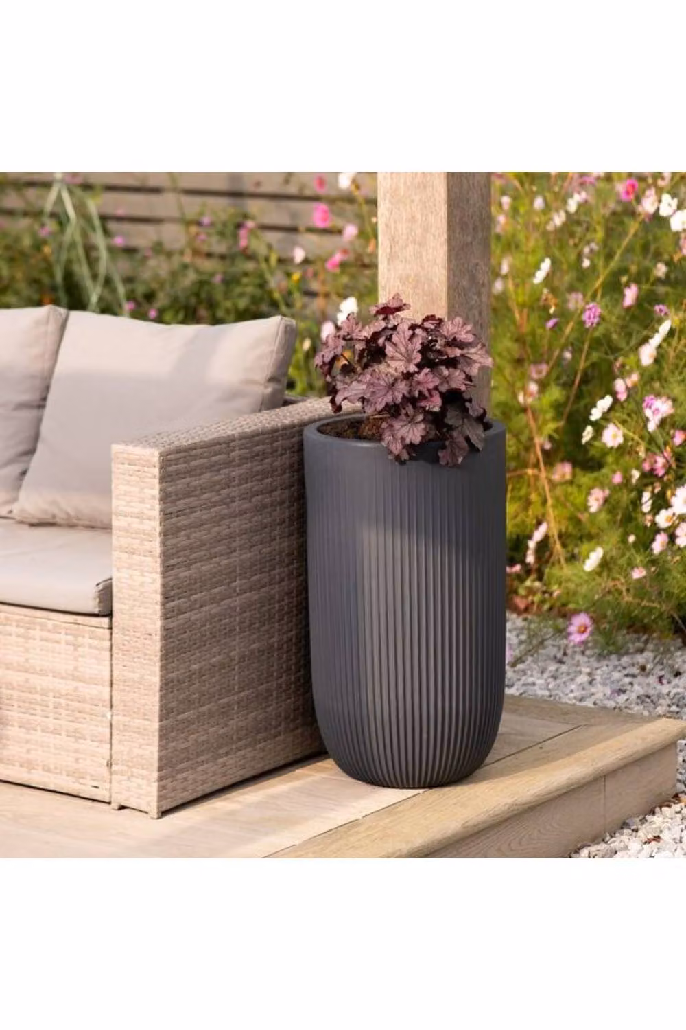 KDMD Graphite Tall Round Planter, Grey, Height: 62 cm – 2