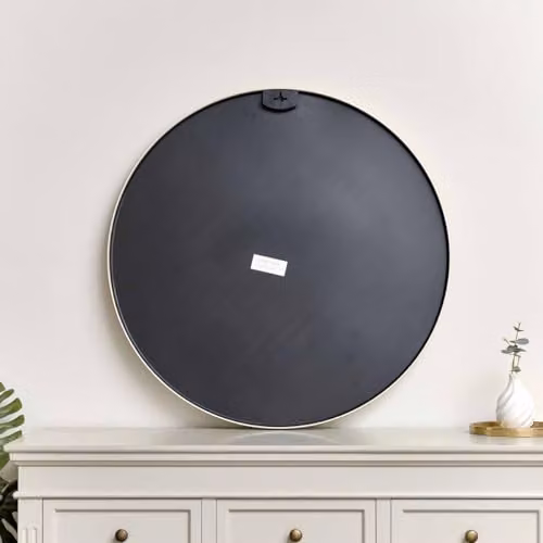 Melody Maison Minimalist Round Black Wall Mirror W/D/H: 80 x 80 x 1 cm – 2