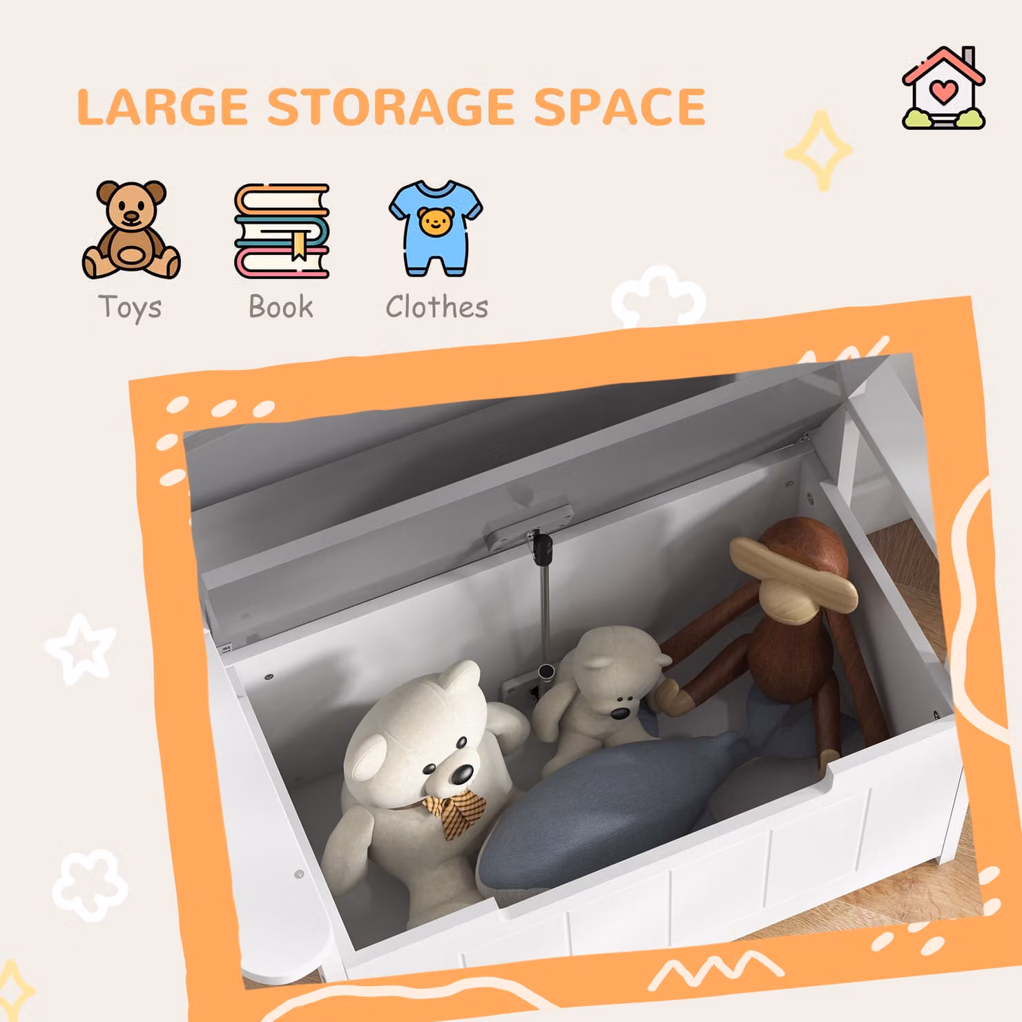 AIYAPLAY 2-in-1 Toy Box with Lid for Kids in Grey – 3