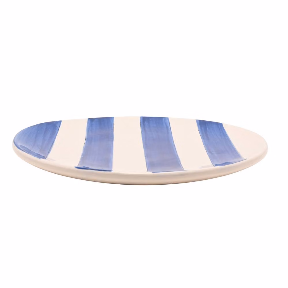 Hestia Set of 4 Blue and White Striped Ceramic Plates – 3
