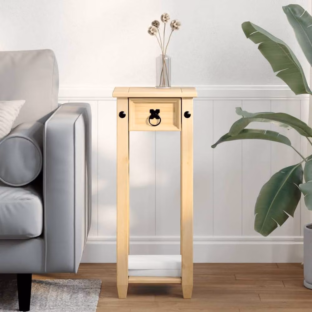Berkfield Home Corona Plant Stand, Solid Pine Wood and Metal, Beige, W/D/H: 30 x 30 x 73 cm – 3