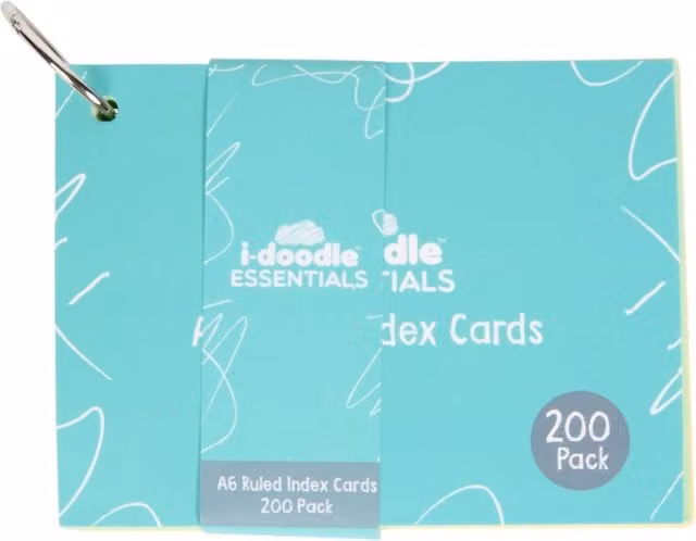 i-doodle Pack of 200 Turquoise A6 Lined Paper Index Cards