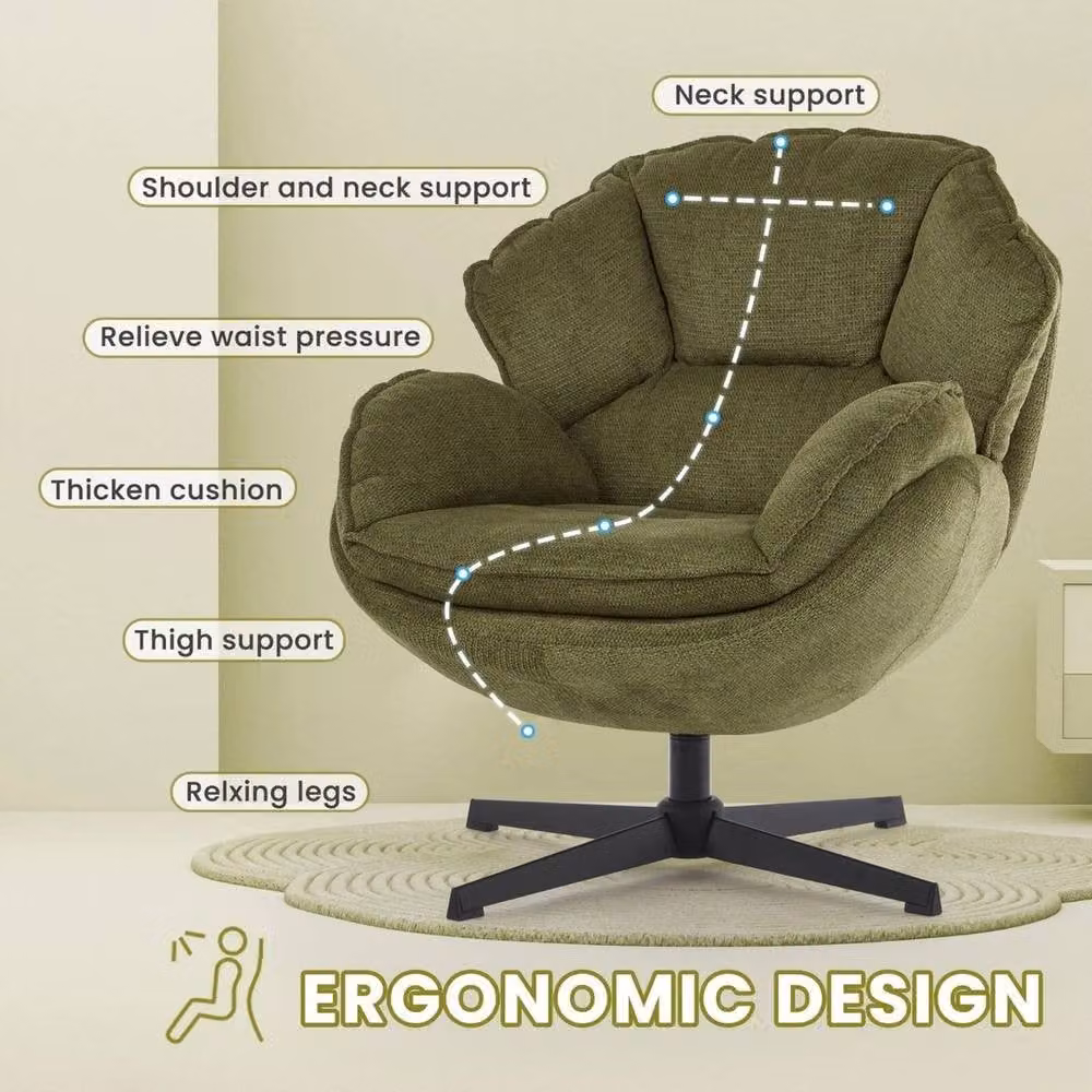 FORGEVIO Green Fabric Swivel Task Chair with Armrests – 3