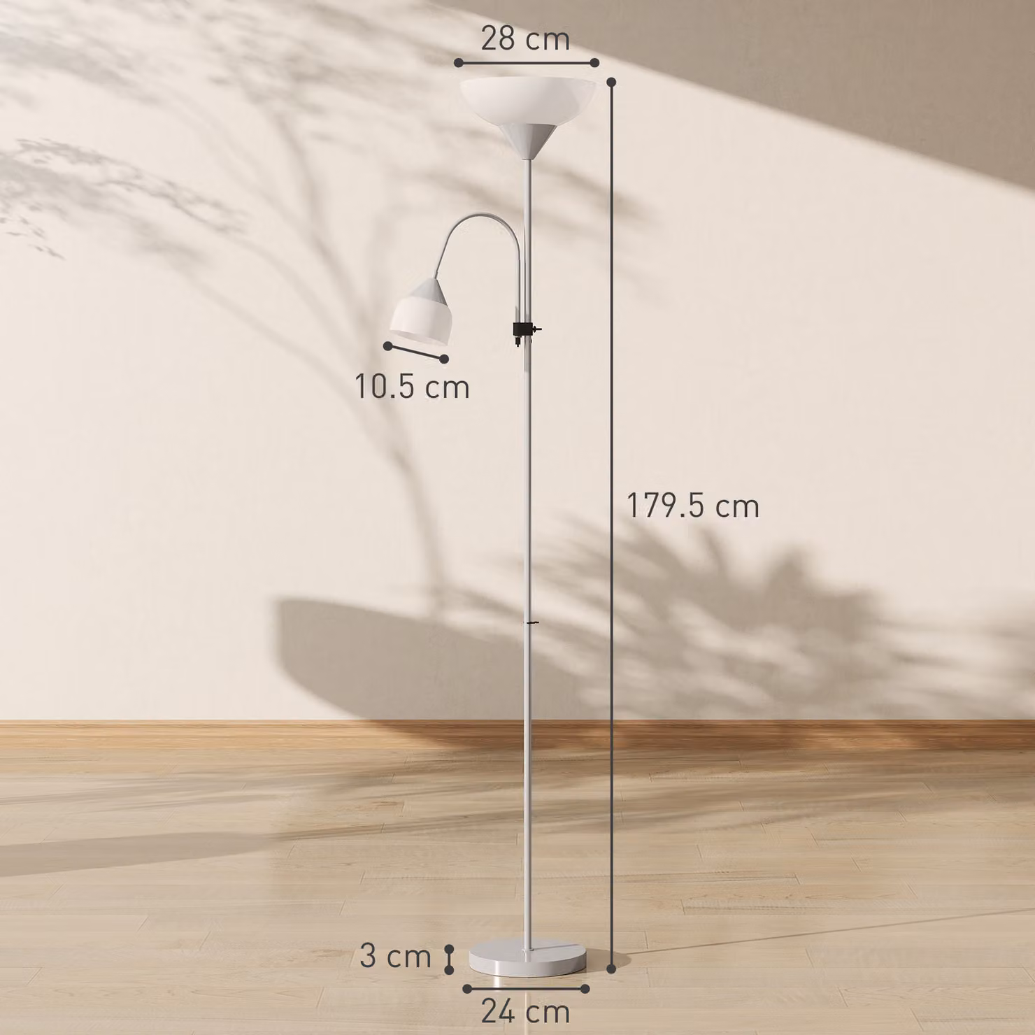 HOMCOM LED Floor Lamp in Silver, Adjustable Mother and Child Standing Uplighter for Living Rooms, Height: 180 cm – 3