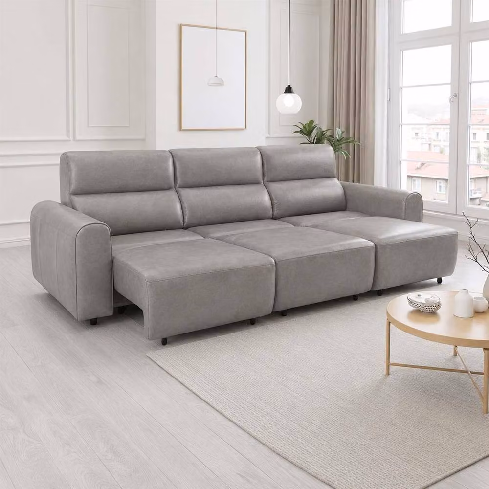 Furnishings For Less UK Corby Grey 3 Seater Electric Recliner Sofa in Synthetic Leather with High Back – 2