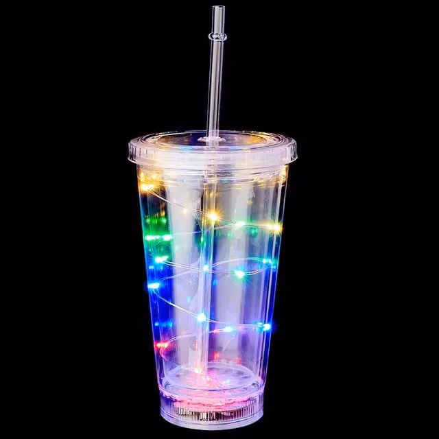 UltraByEasyPeasyStore 8 Pack of Multicolour LED Flashing Plastic Tumblers – 1