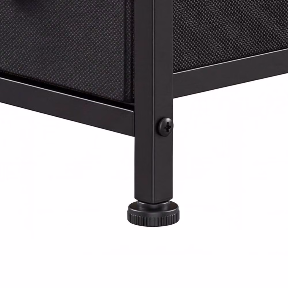 Levede Modern Black Bedside Table with Integrated LED Light and 3 Fabric Drawers – 5