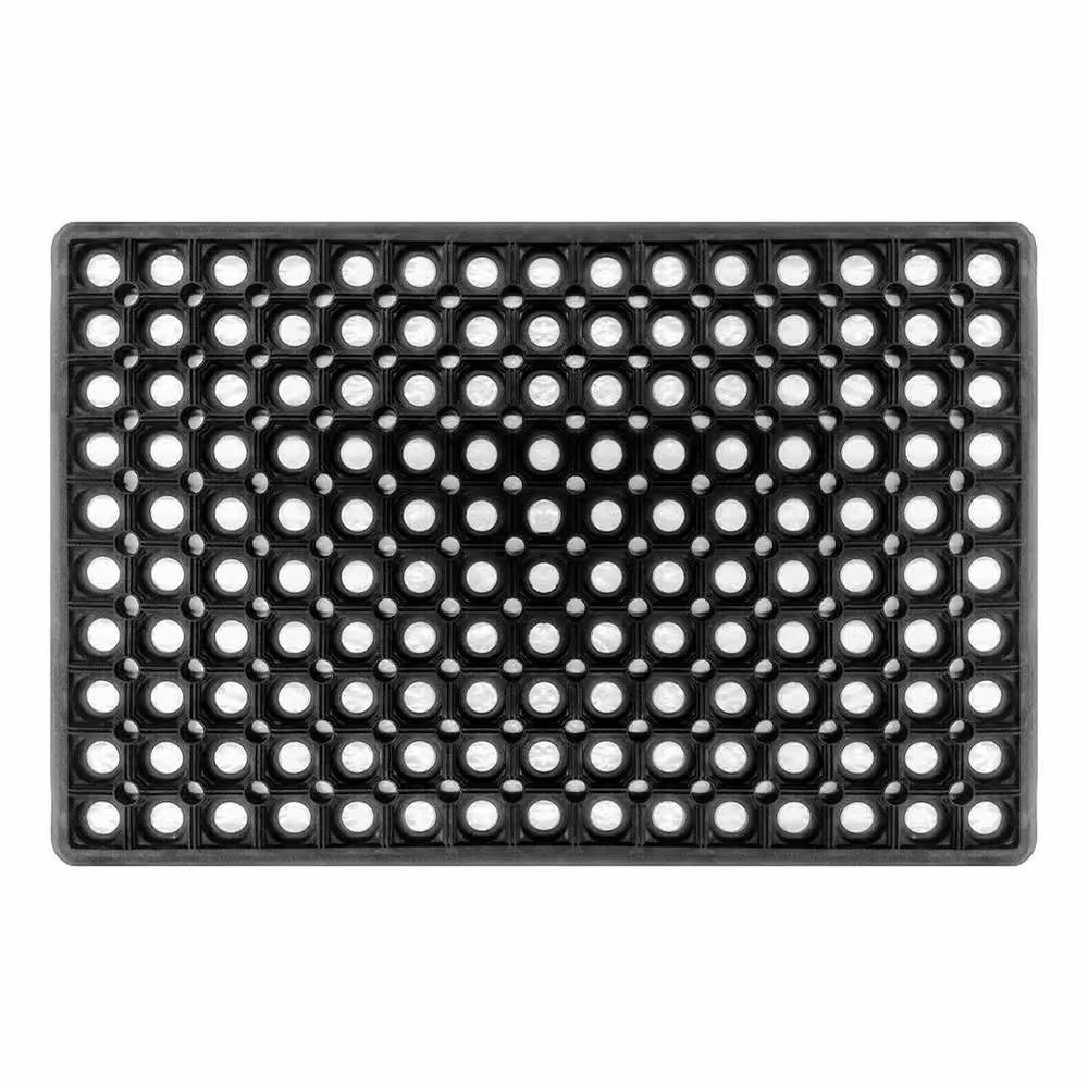 FLAVORA Non-Slip Industrial Rubber Round Entrance Door Mat in Black, Diameter: 100 cm – 2