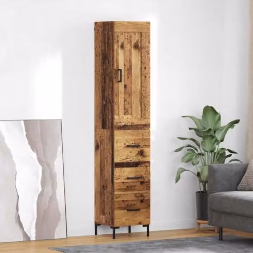 vidaXL Modern Highboard in Brown with 3 Drawers and Internal Shelves, H 180 x W 34.5 x D 34 cm – 2