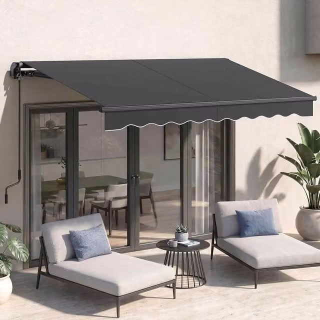 The Bazaarist Manual Retractable Patio Awning Crank, Grey