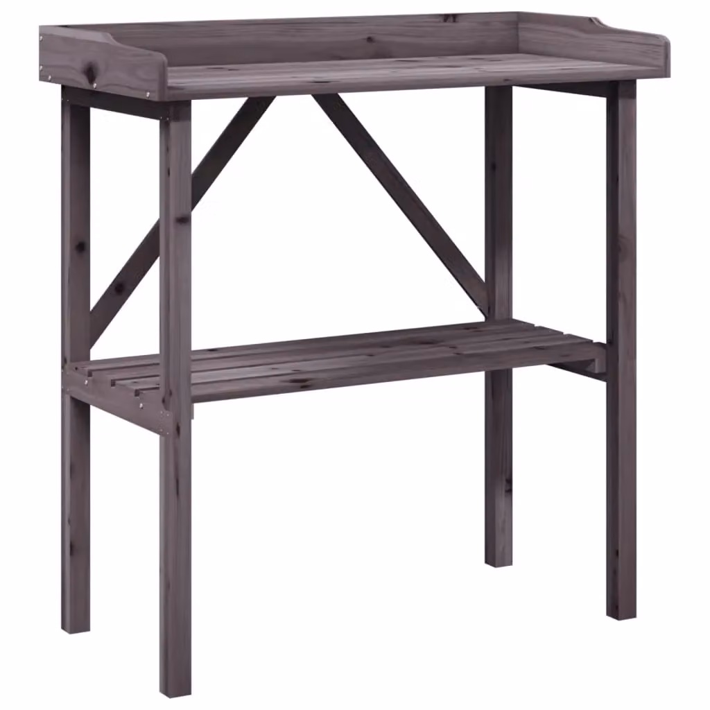 Berkfield Home Grey Solid Wood Fir Plant Table with Shelf, W/D/H: 78 x 38 x 82.5 cm – 2