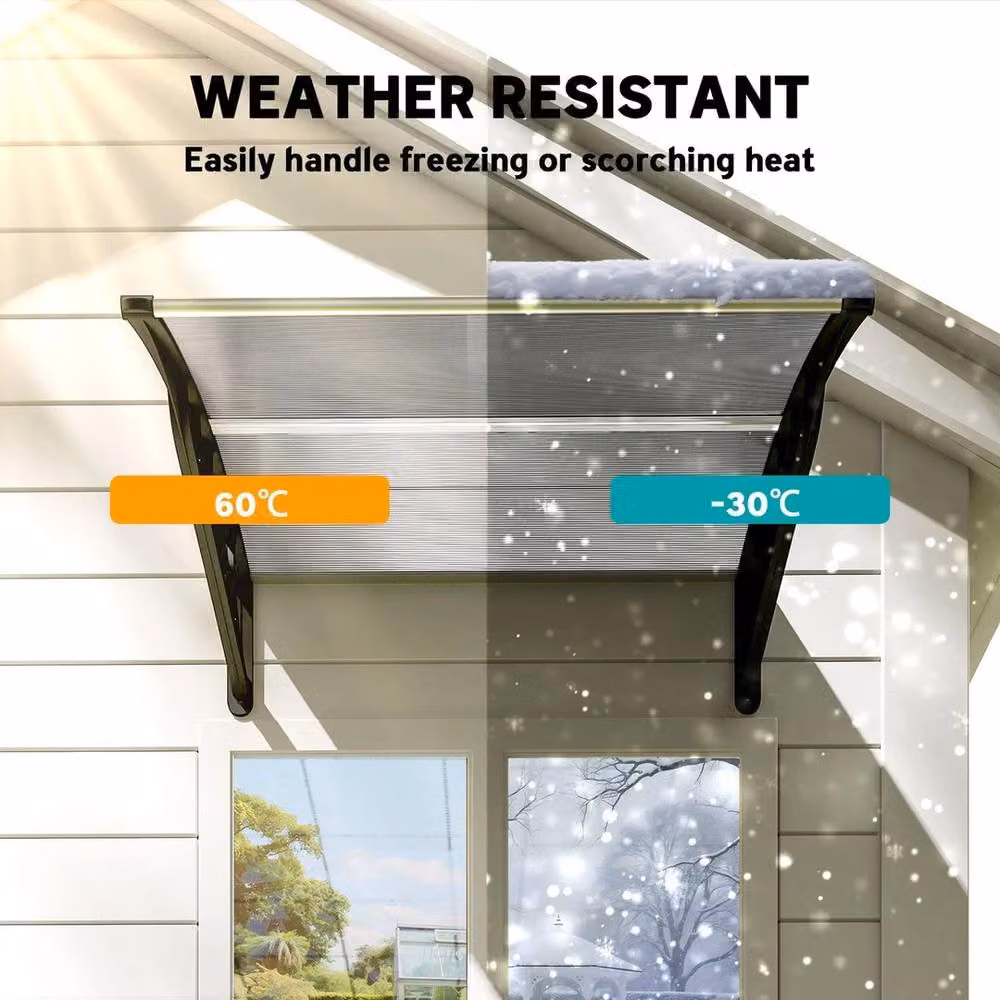 EONLION Black Outdoor Door Canopy Awning Rain Shelter, Width: 100 cm – 3