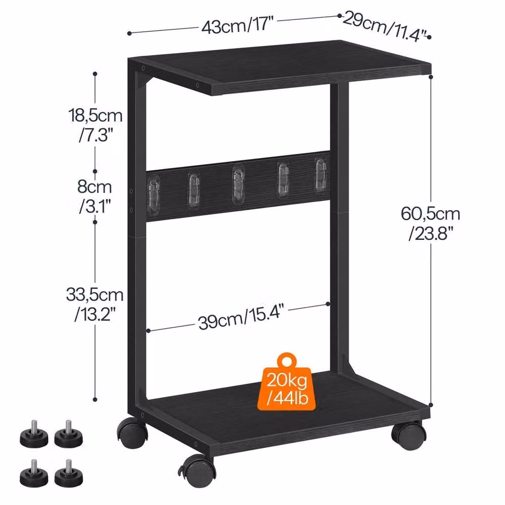 SPETLEK Metal PC Trolley with Lockable Castors in Black – 2