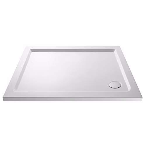 Nuie NTP016 Modern Rectangular Slimline Pearlstone Shower Tray, W: 1100 mm, D: 700 mm, H: 40 mm, Gloss White