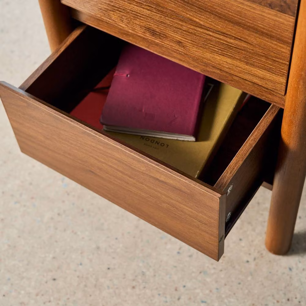 Sweekeek Pair of Modern Wood Bedside Tables with 2 Drawers in Dark Brown – 3
