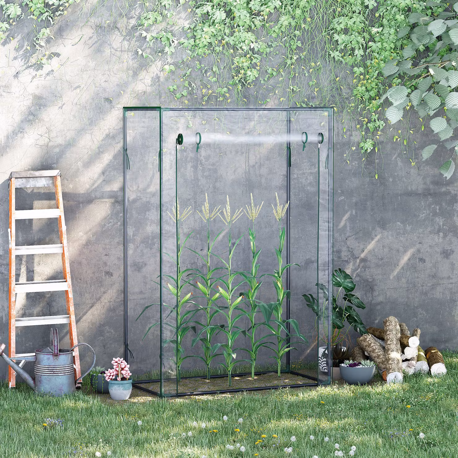 Outsunny Transparent Greenhouse with Steel Frame and PVC Cover, W/D/H: 100 x 50 x 150 cm – 2