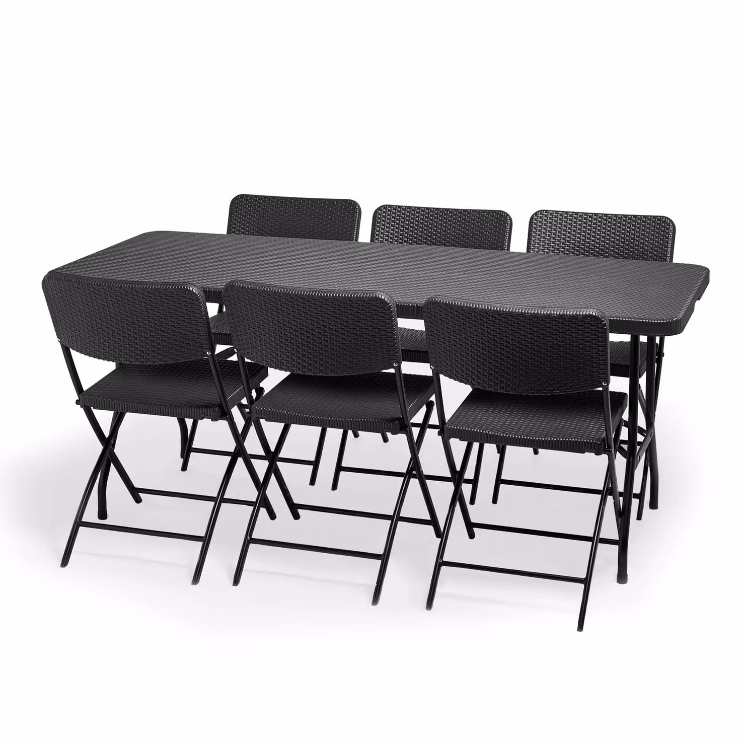 VonHaus 6 Seater Rattan Folding Garden Dining Set in Black – 3