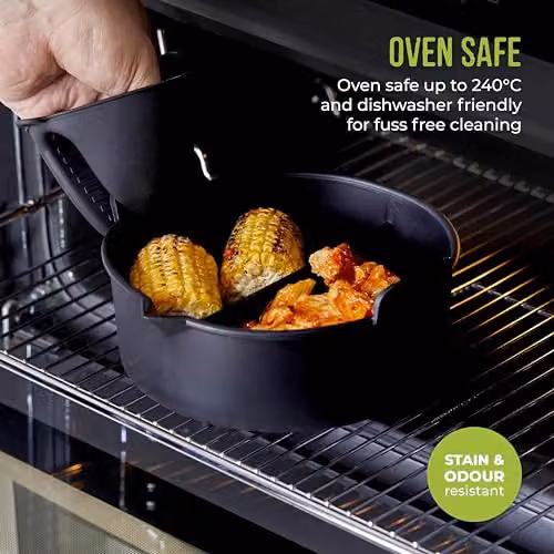 Tower Black Round Silicone Airfryer Solid Tray with Divider Suitable for Circular Air Fryers up to 4 Litres – 7