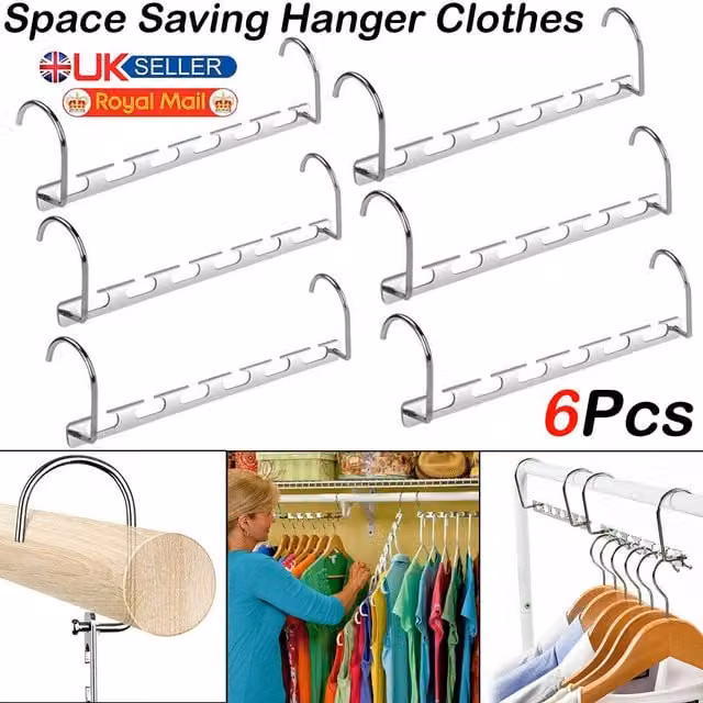 Xample 6-Pack Metal Space Saving Magic Clothes Hangers in Silver – 1