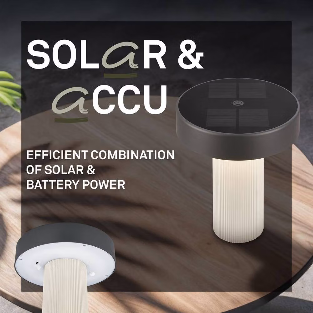 Briloner Poga Rechargeable LED Table Lamp with Solar Panel and Touch Dimmer, Off-white Anthracite, H x W x D: 20 x 16 x 16 cm – 8
