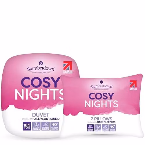 Slumberdown Cosy Nights Double Duvet 10.5 Tog and 2 Pillows Set, White, W/D/H: 200 x 200 cm – 1