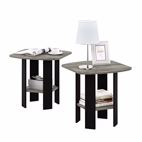 Furinno Simple Design 2-Tier Side Table Set of 2 in French Oak – 1