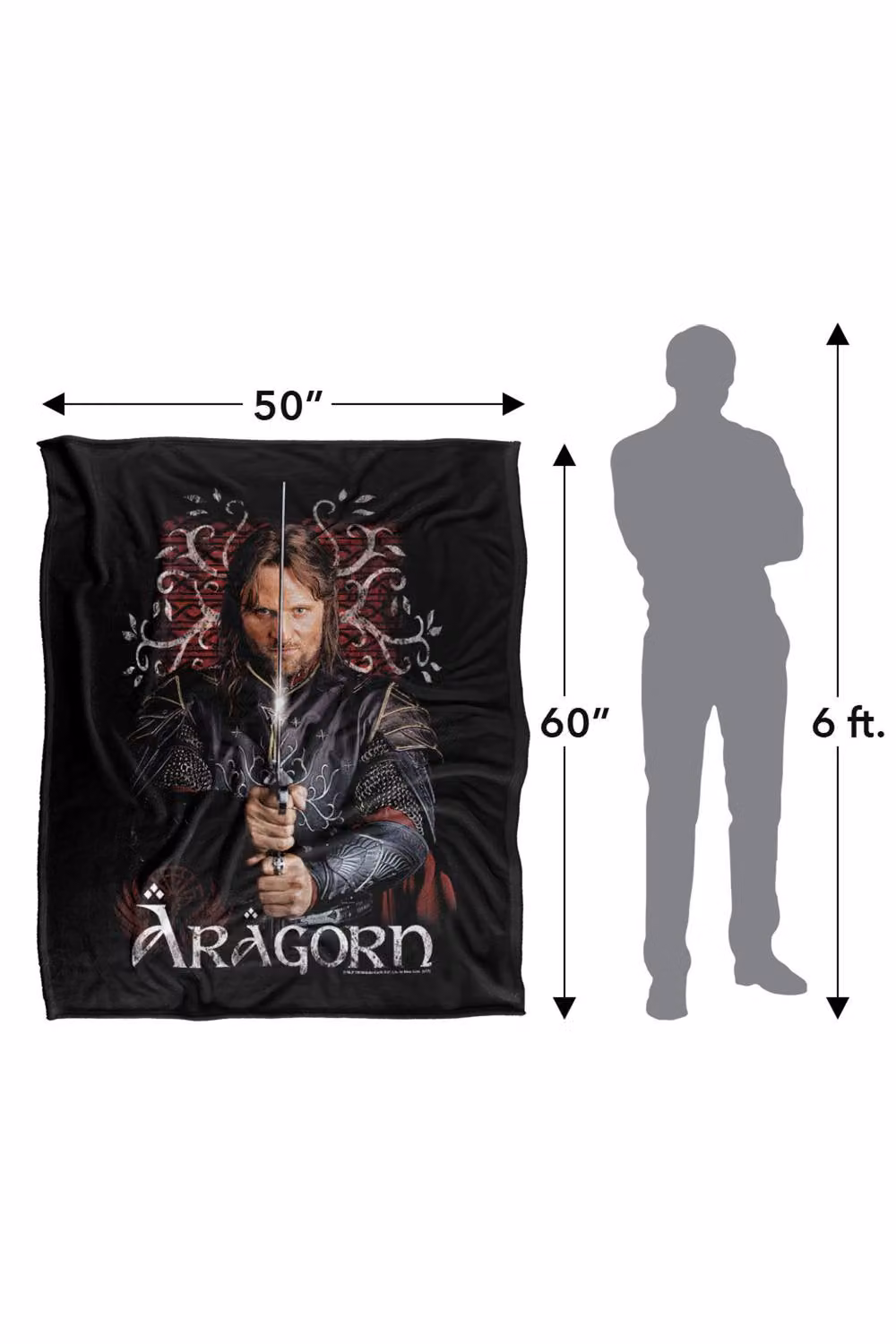 LOGOVISION Lord of the Rings Return of the King Aragorn Silky Touch Super Soft Fleece Throw Blanket, Multicolour, W: 127 cm x H: 152.4 cm – 8