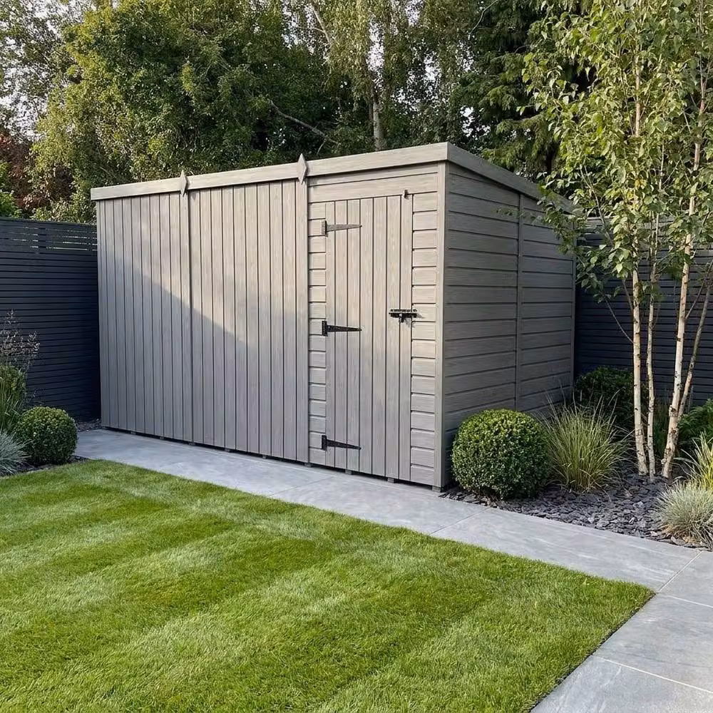 Buttercup Farm Grey Composite Pent Garden Shed with Single Door and No Windows, W/D/H: 305 x 305 x 210 cm – 2