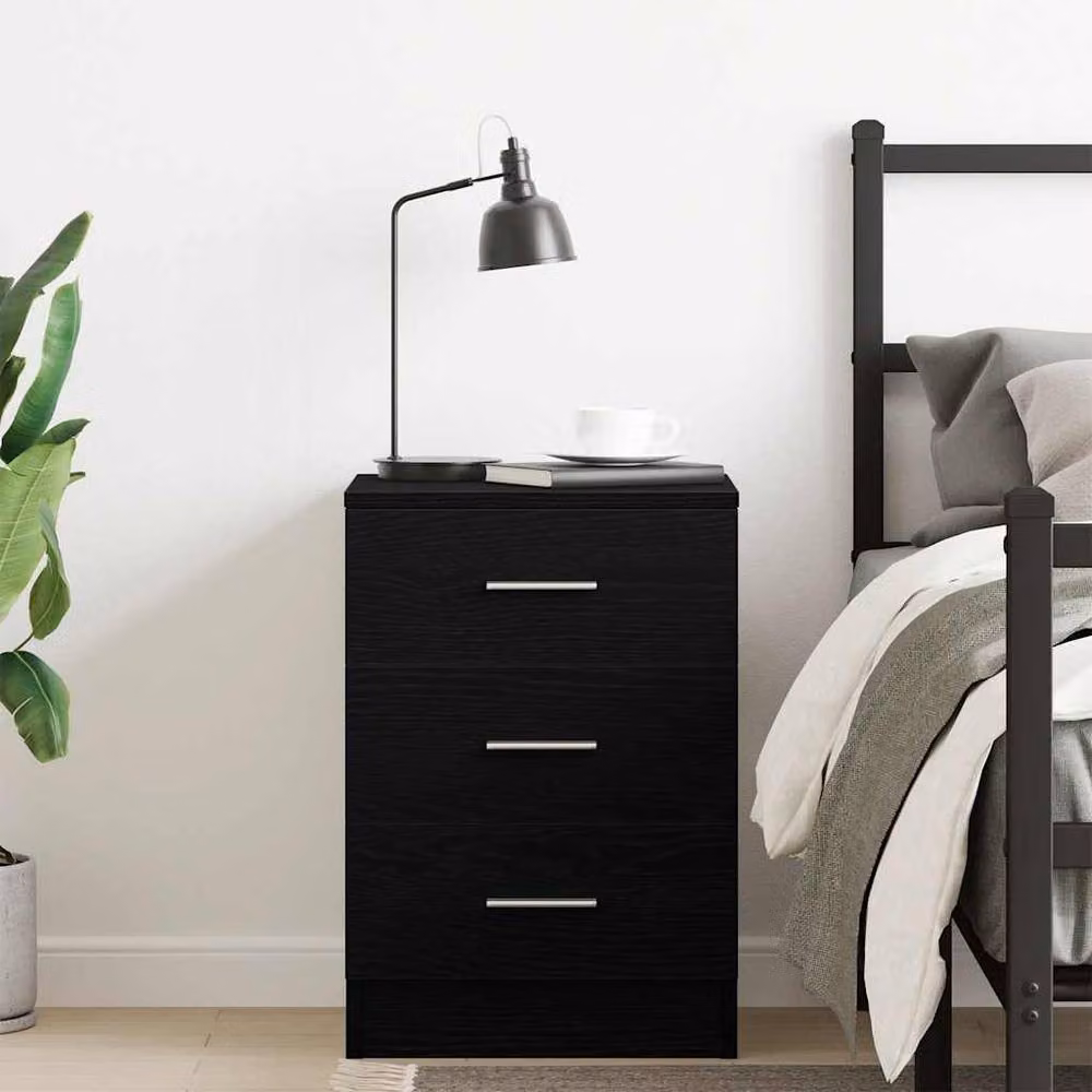 Berkfield Home Black Oak Bedside Cabinet W/D/H: 38 x 35 x 55 cm – 3