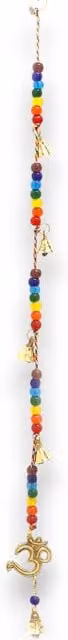 KDMK Indian Brass OM Chimes with Multicolour Chakra Beads in Gold