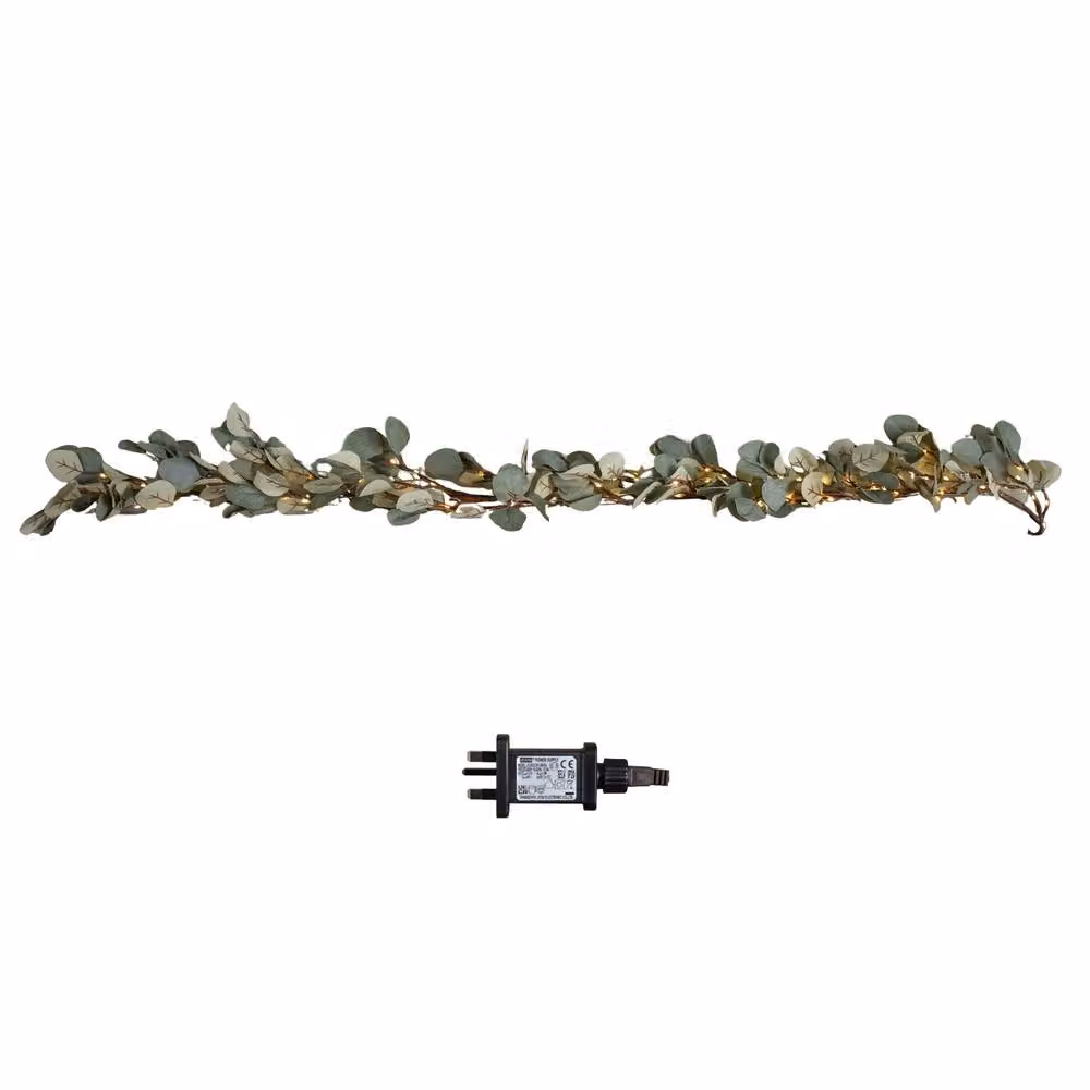 Samuel Alexander Green Eucalyptus Christmas Garland with 130 Warm White LEDs, 1.8m – 2