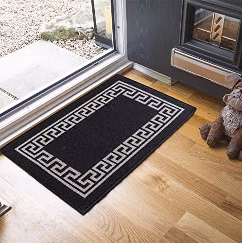 Serdim Rugs Machine Washable Geometric Greek Key Anti Slip Rug in Black and Grey, W/D: 120 x 160 cm – 2