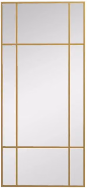 VOGREX Gold Window Style Rectangular Wall Hanging Vanity Mirror, W: 110 cm, H: 50 cm